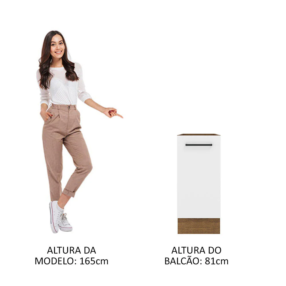 Balcão Madesa Agata 35 x 60 cm 1 Porta (Sem Tampo) Rustic/Branco - Image 5