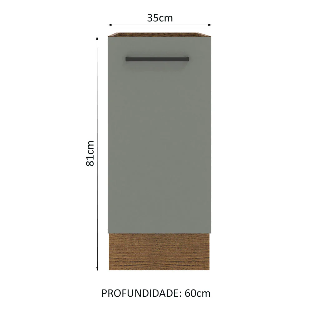 Balcão Madesa Agata 35 x 60 cm 1 Porta (Sem Tampo) Rustic/Cinza - Image 2