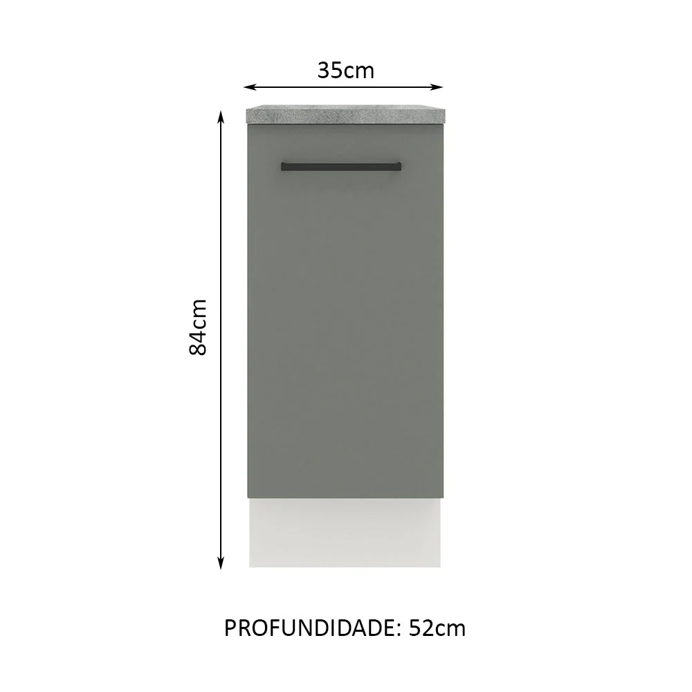 Balcão Madesa Agata 35 cm 1 Porta Branco/Cinza - Image 2