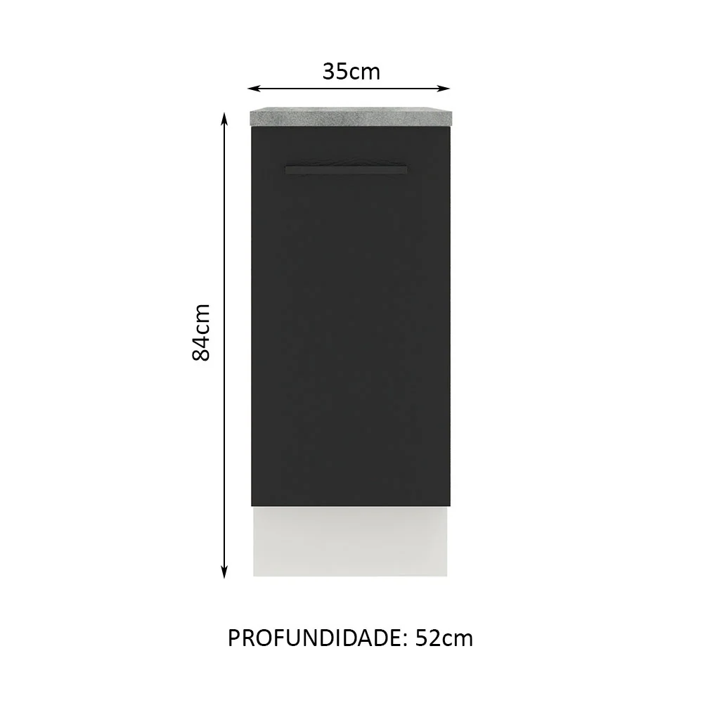 Balcão Madesa Agata 35 cm 1 Porta Branco/Preto - Image 2