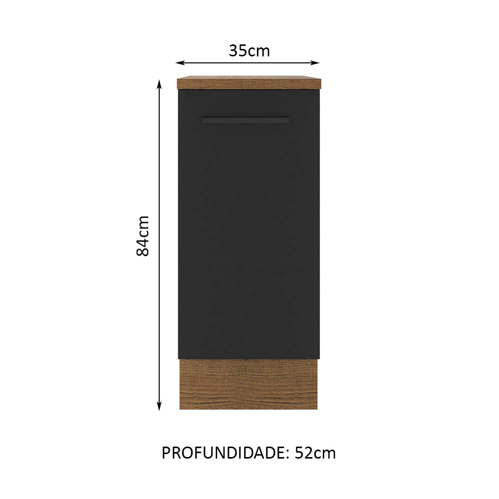 Balcão Madesa Agata 35 cm 1 Porta Rustic/Preto - Image 2