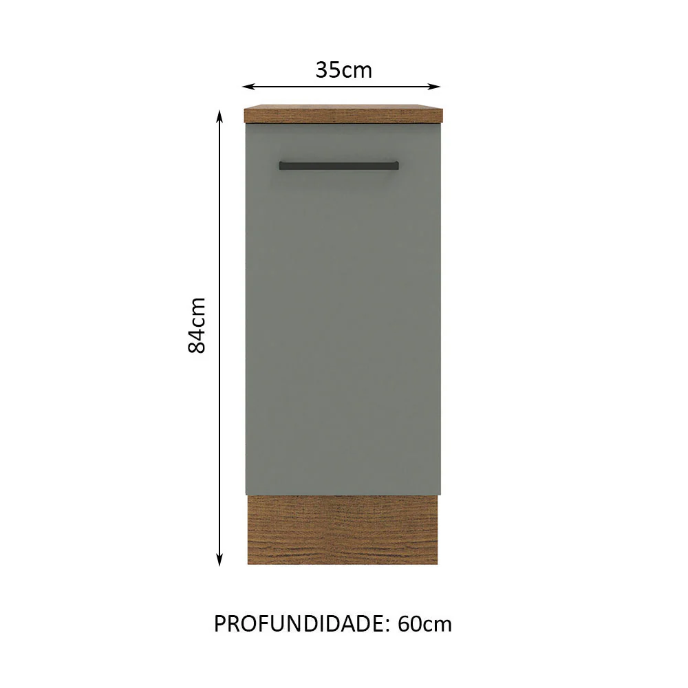 Balcão Madesa Agata 35 x 60 cm 1 Porta (Com Tampo) Rustic/Cinza - Image 2