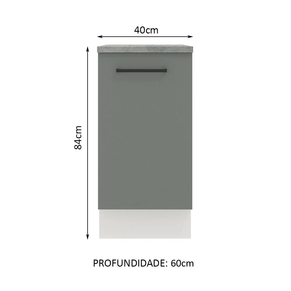 Balcão Madesa Agata 40 x 60 cm 1 Porta (Com Tampo) Branco/Cinza - Image 2