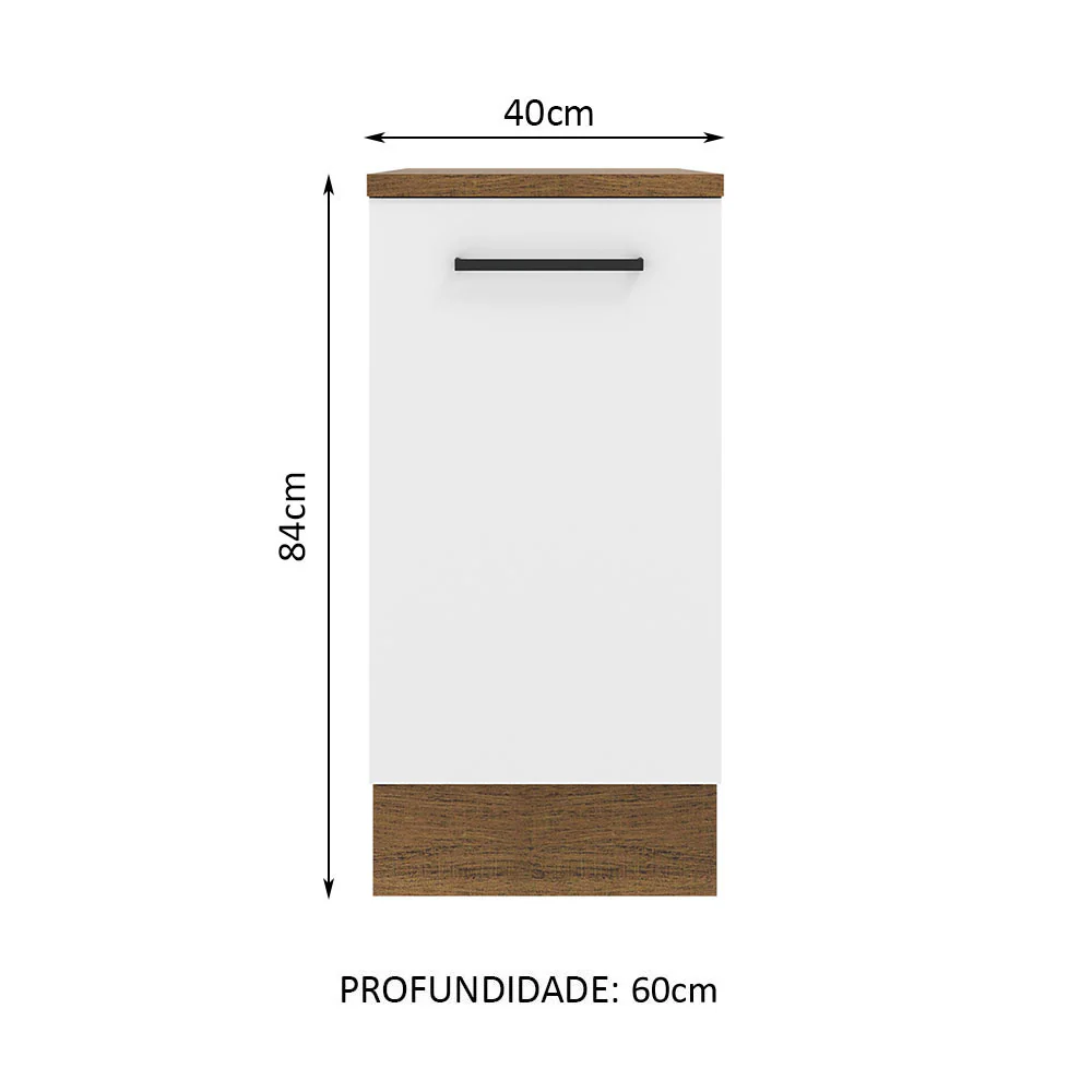 Balcão Madesa Agata 40 x 60 cm 1 Porta (Com Tampo) Rustic/Branco - Image 2