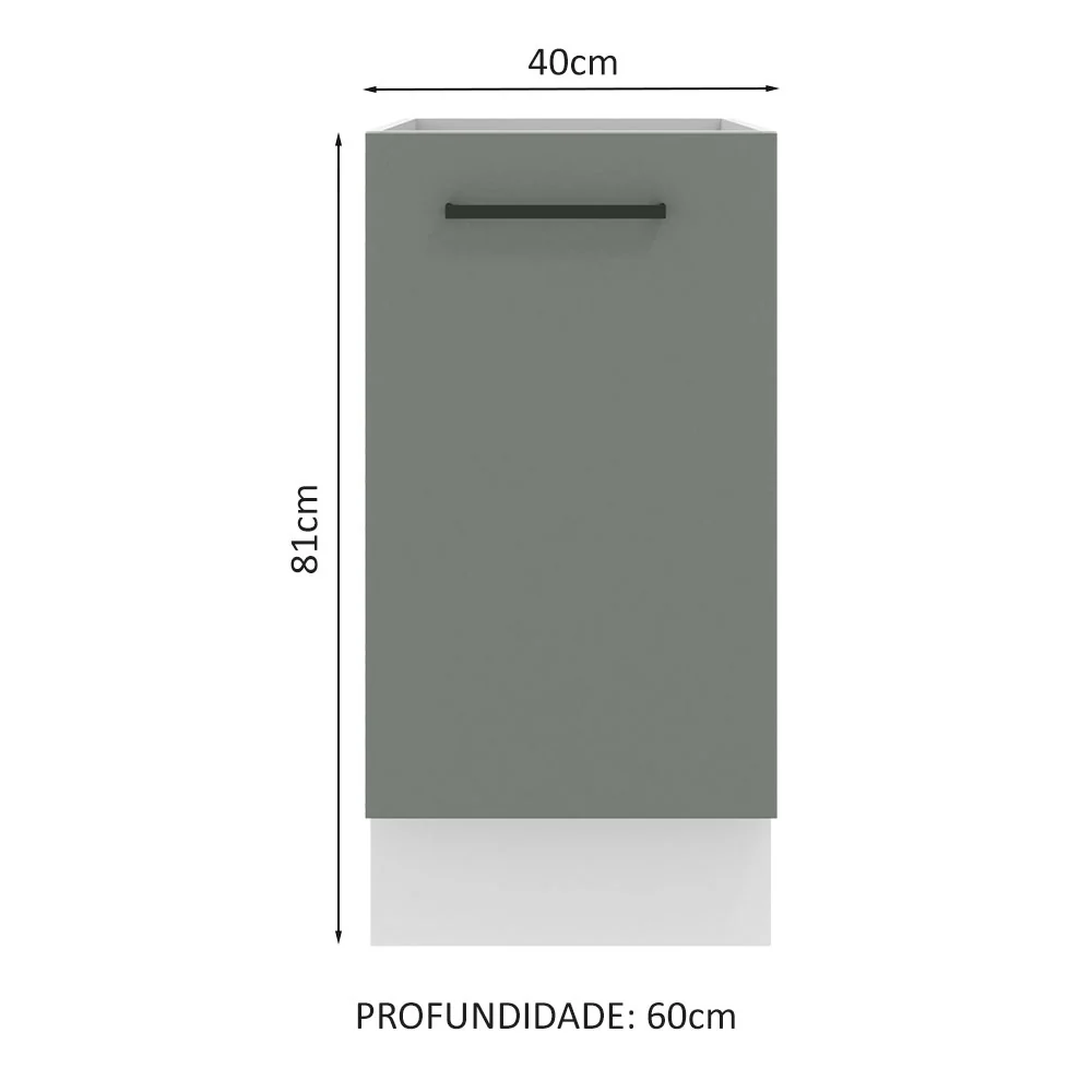 Balcão Madesa Agata 40 x 60 cm 1 Porta (Sem Tampo) Branco/Cinza - Image 2