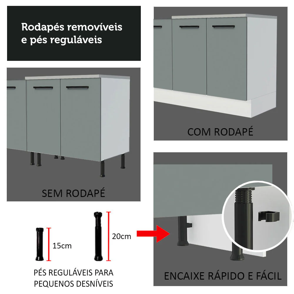Balcão Madesa Agata 40 x 60 cm 1 Porta (Sem Tampo) Branco/Cinza - Image 7