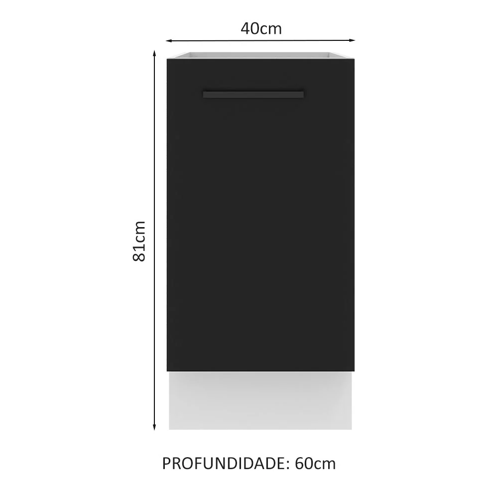 Balcão Madesa Agata 40 x 60 cm 1 Porta (Sem Tampo) Branco/Preto - Image 2