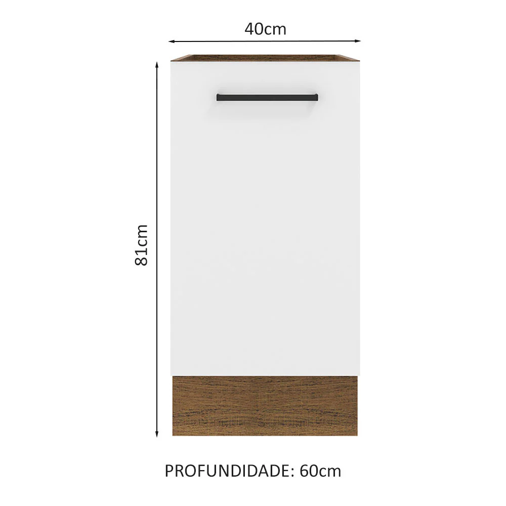 Balcão Madesa Agata 40 x 60 cm 1 Porta (Sem Tampo) Rustic/Branco - Image 2