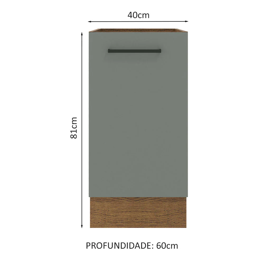 Balcão Madesa Agata 40 x 60 cm 1 Porta (Sem Tampo) Rustic/Cinza - Image 2