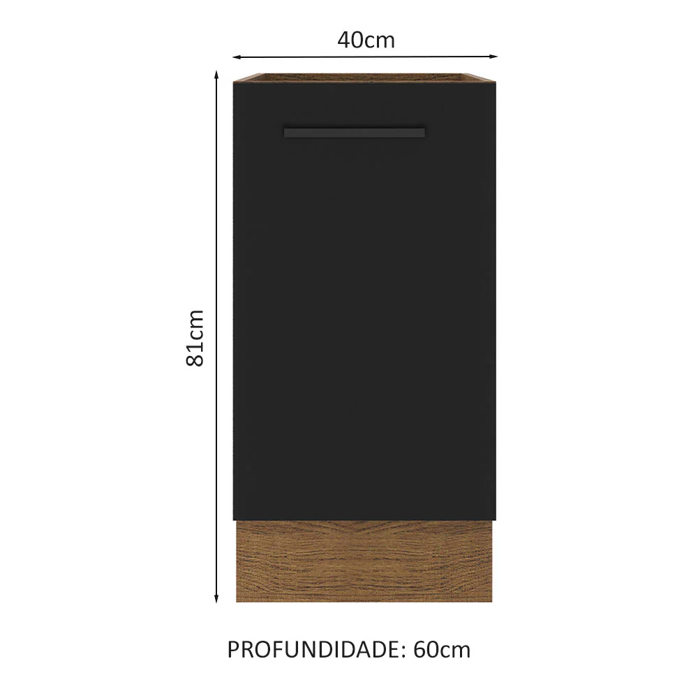 Balcão Madesa Agata 40 x 60 cm 1 Porta (Sem Tampo) Rustic/Preto - Image 2