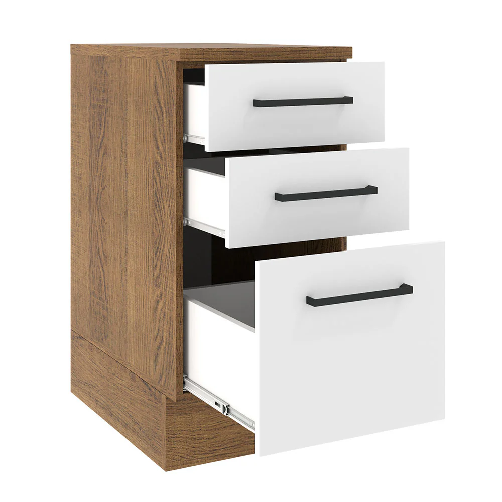 Balcão Madesa Agata 40 x 60 cm 3 Gavetas (Com Tampo) Rustic/Branco - Image 3