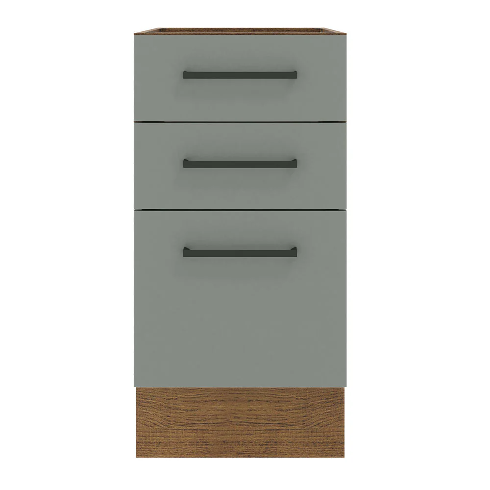 Balcão Madesa Agata 40 x 60 cm 3 Gavetas (Sem Tampo) Rustic/Cinza - Image 11