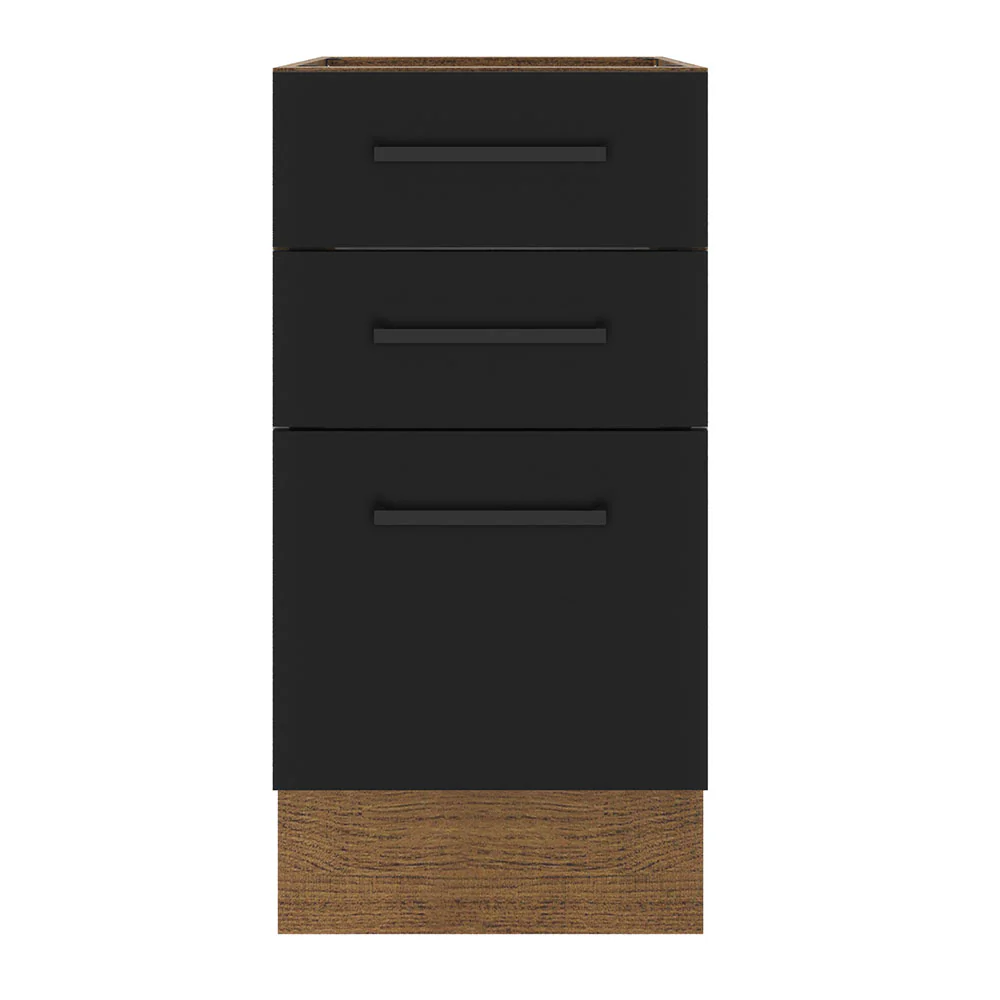 Balcão Madesa Agata 40 x 60 cm 3 Gavetas (Sem Tampo) Rustic/Preto - Image 11