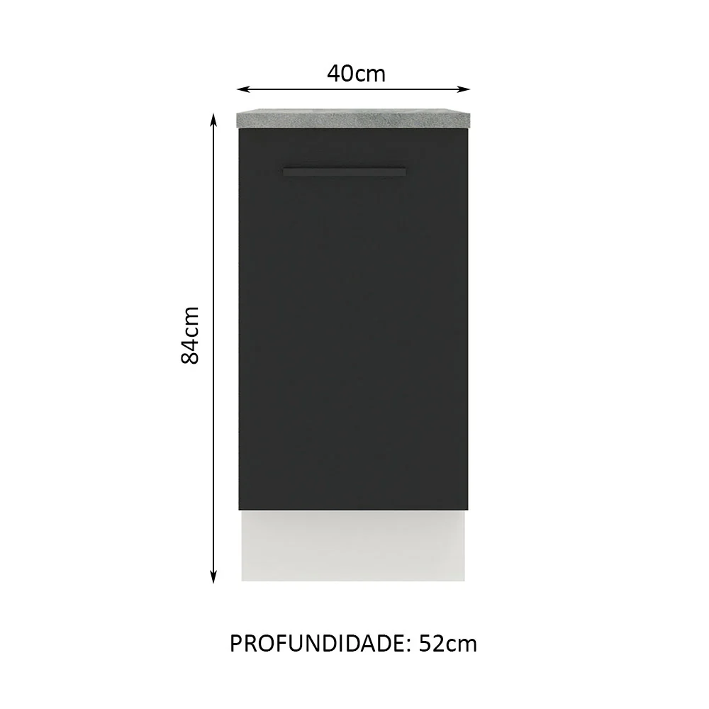 Balcão Madesa Agata 40 cm 1 Porta Branco/Preto - Image 2