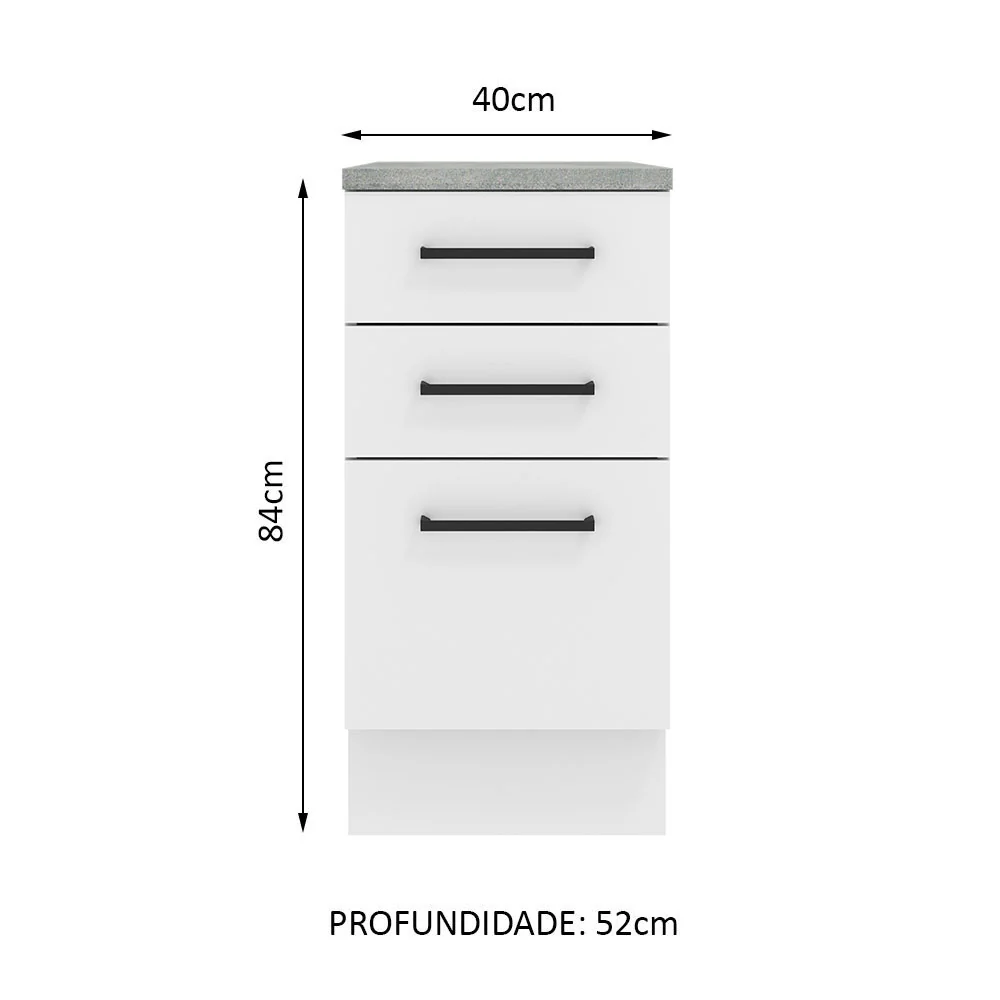Balcão Madesa Agata 40 cm 3 Gavetas Branco - Image 2