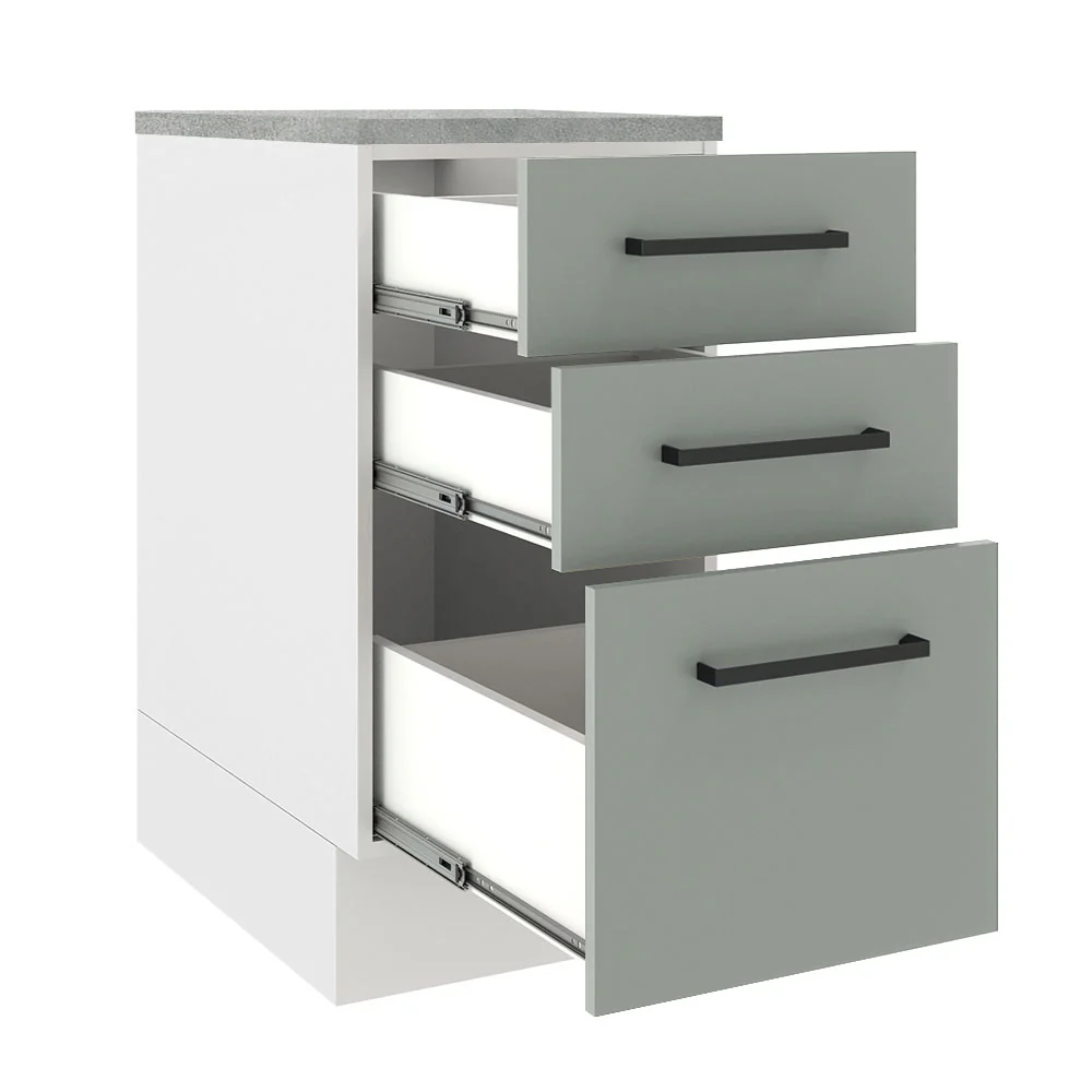 Balcão Madesa Agata 40 cm 3 Gavetas Branco/Cinza - Image 3
