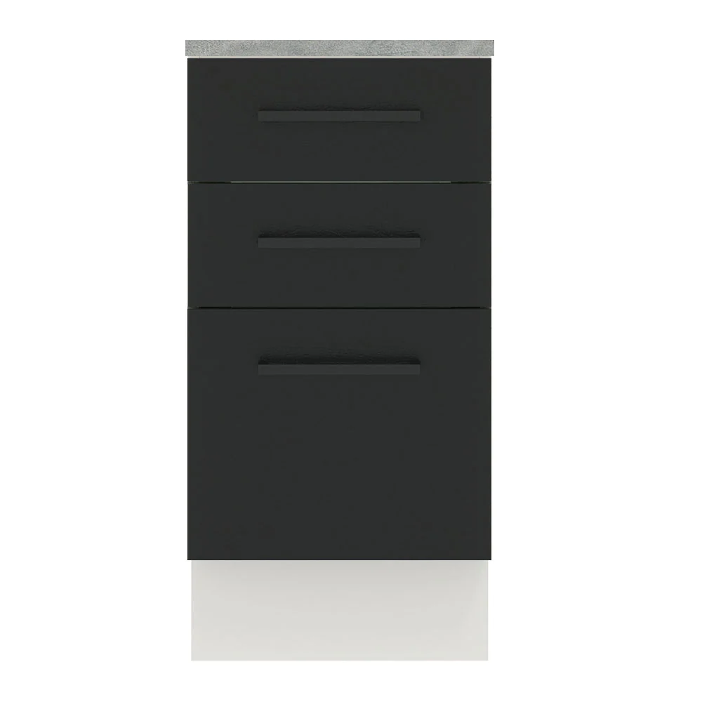 Balcão Madesa Agata 40 cm 3 Gavetas Branco/Preto - Image 9