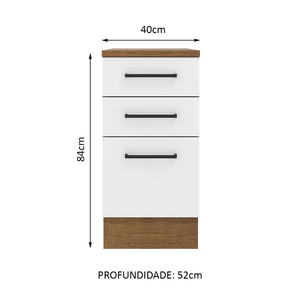 Balcão Madesa Agata 40 cm 3 Gavetas Rustic/Branco - Image 2