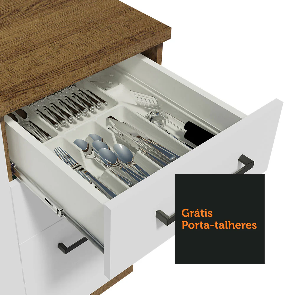 Balcão Madesa Agata 40 cm 3 Gavetas Rustic/Branco - Image 7