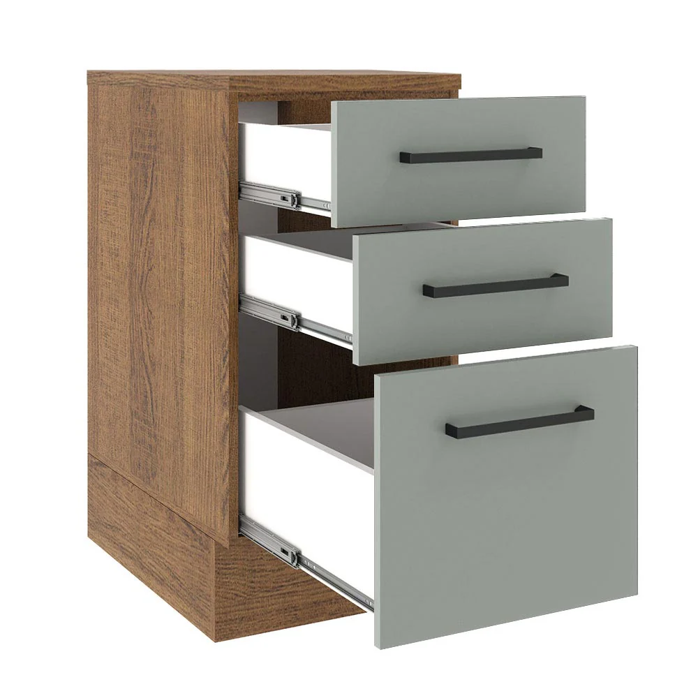 Balcão Madesa Agata 40 cm 3 Gavetas Rustic/Cinza - Image 3