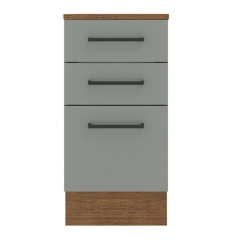 Balcão Madesa Agata 40 cm 3 Gavetas Rustic/Cinza - Image 9
