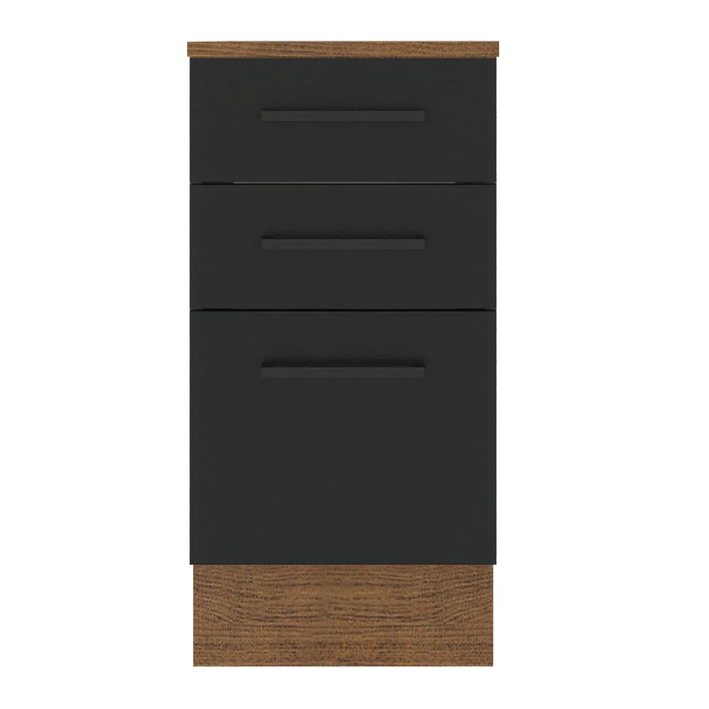 Balcão Madesa Agata 40 cm 3 Gavetas Rustic/Preto - Image 9