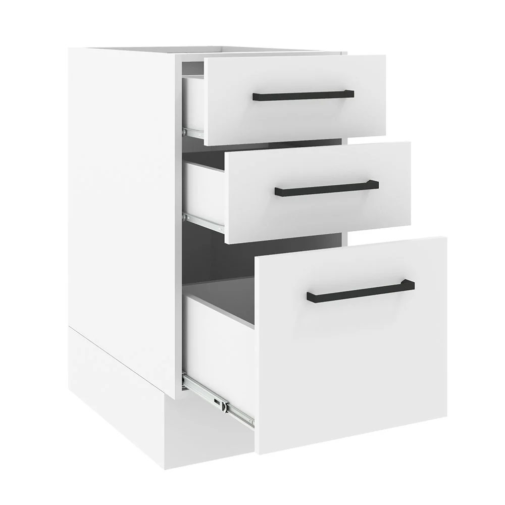 Balcão Madesa Agata 40 x 60 cm 3 Gavetas (Sem Tampo) Branco - Image 3