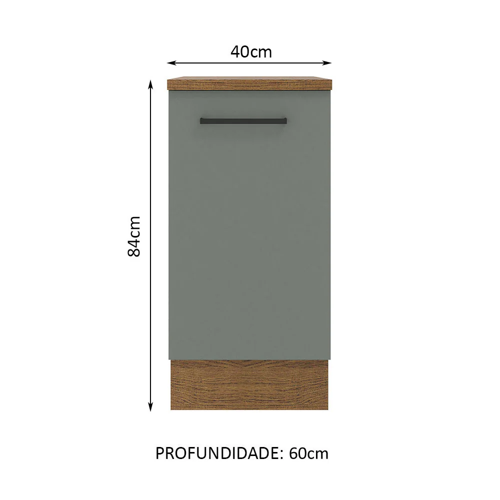 Balcão Madesa Agata 40 x 60 cm 1 Porta (Com Tampo) Rustic/Cinza - Image 2