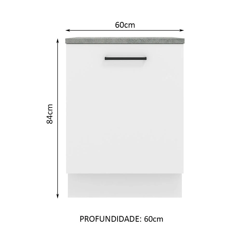 Balcão Madesa Agata 60 x 60 cm 1 Porta (Com Tampo) Branco - Image 2