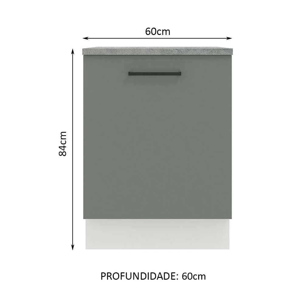 Balcão Madesa Agata 60 x 60 cm 1 Porta (Com Tampo) Branco/Cinza - Image 2