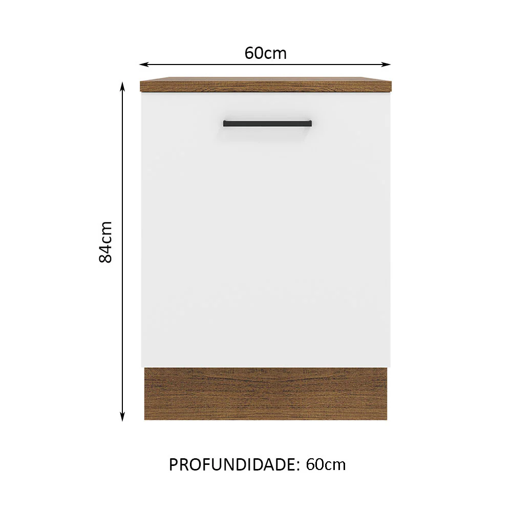 Balcão Madesa Agata 60 x 60 cm 1 Porta (Com Tampo) Rustic/Branco - Image 2