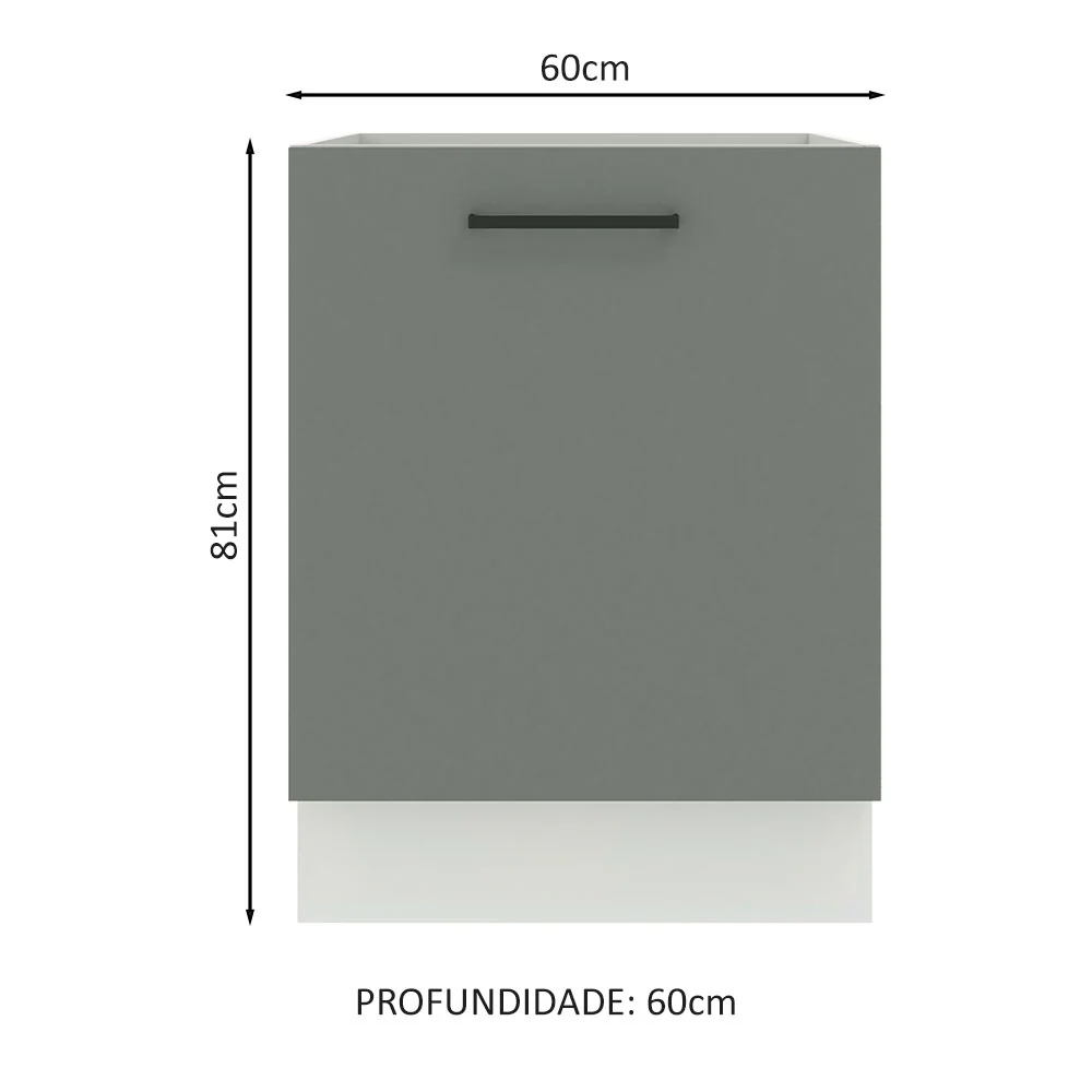 Balcão Madesa Agata 60 x 60 cm 1 Porta (Sem Tampo) Branco/Cinza - Image 2