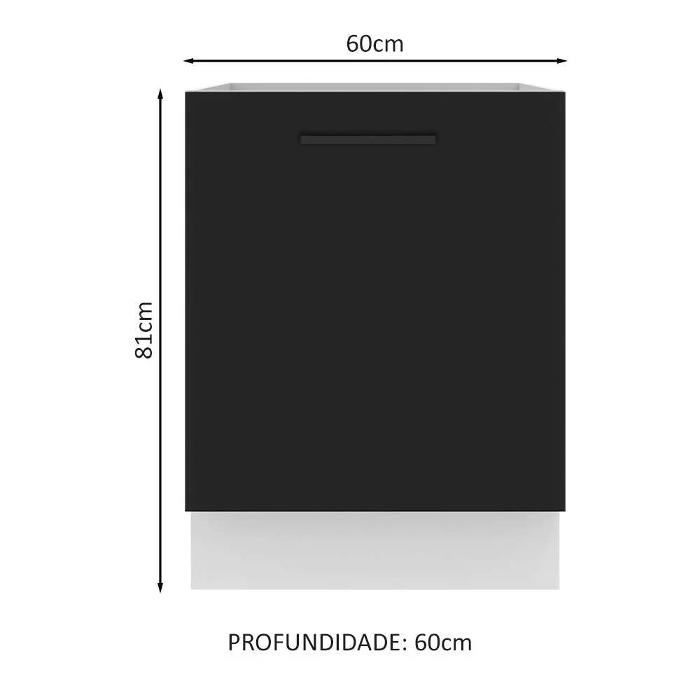 Balcão Madesa Agata 60 x 60 cm 1 Porta (Sem Tampo) Branco/Preto - Image 2