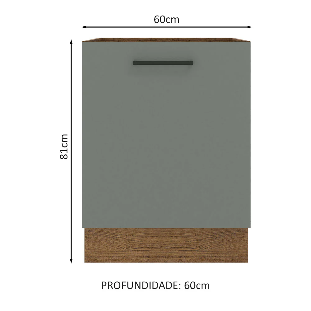 Balcão Madesa Agata 60 x 60 cm 1 Porta (Sem Tampo) Rustic/Cinza - Image 2