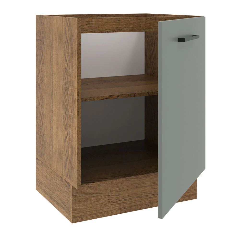 Balcão Madesa Agata 60 x 60 cm 1 Porta (Sem Tampo) Rustic/Cinza - Image 4