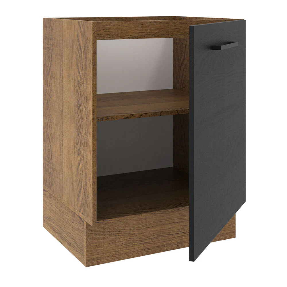 Balcão Madesa Agata 60 x 60 cm 1 Porta (Sem Tampo) Rustic/Preto - Image 4