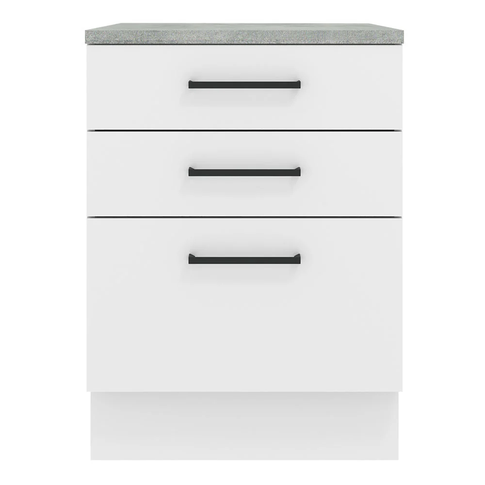 Balcão Madesa Agata 60 x 60 cm 3 Gavetas (Com Tampo) Branco - Image 11