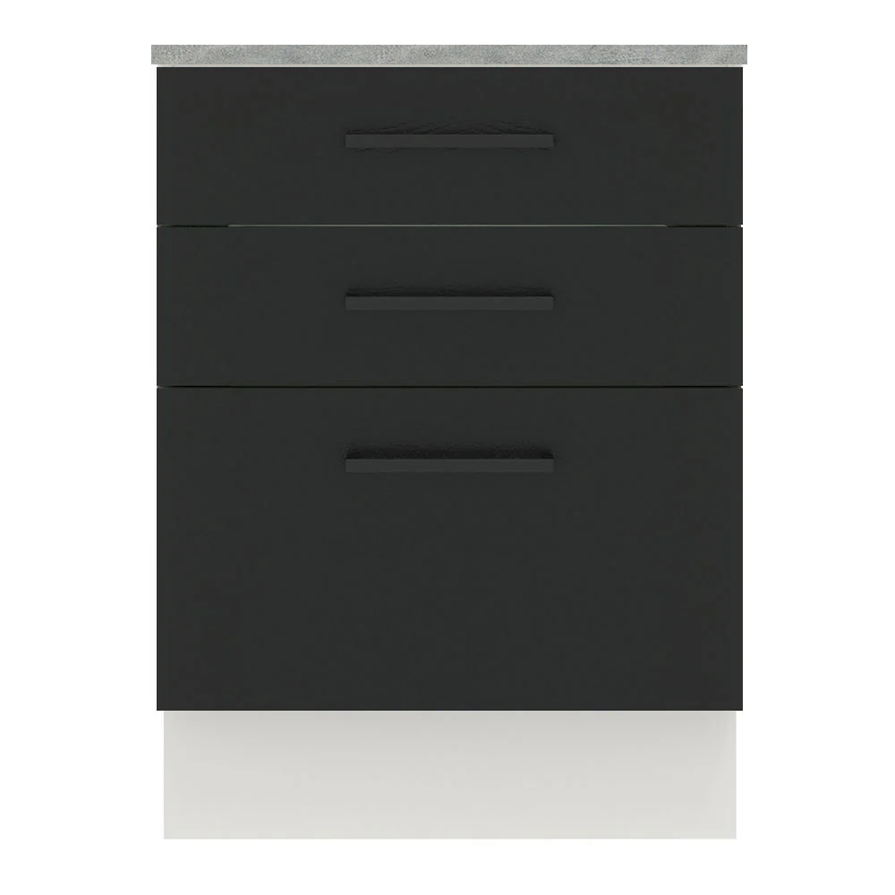 Balcão Madesa Agata 60 x 60 cm 3 Gavetas (Com Tampo) Branco/Preto - Image 9