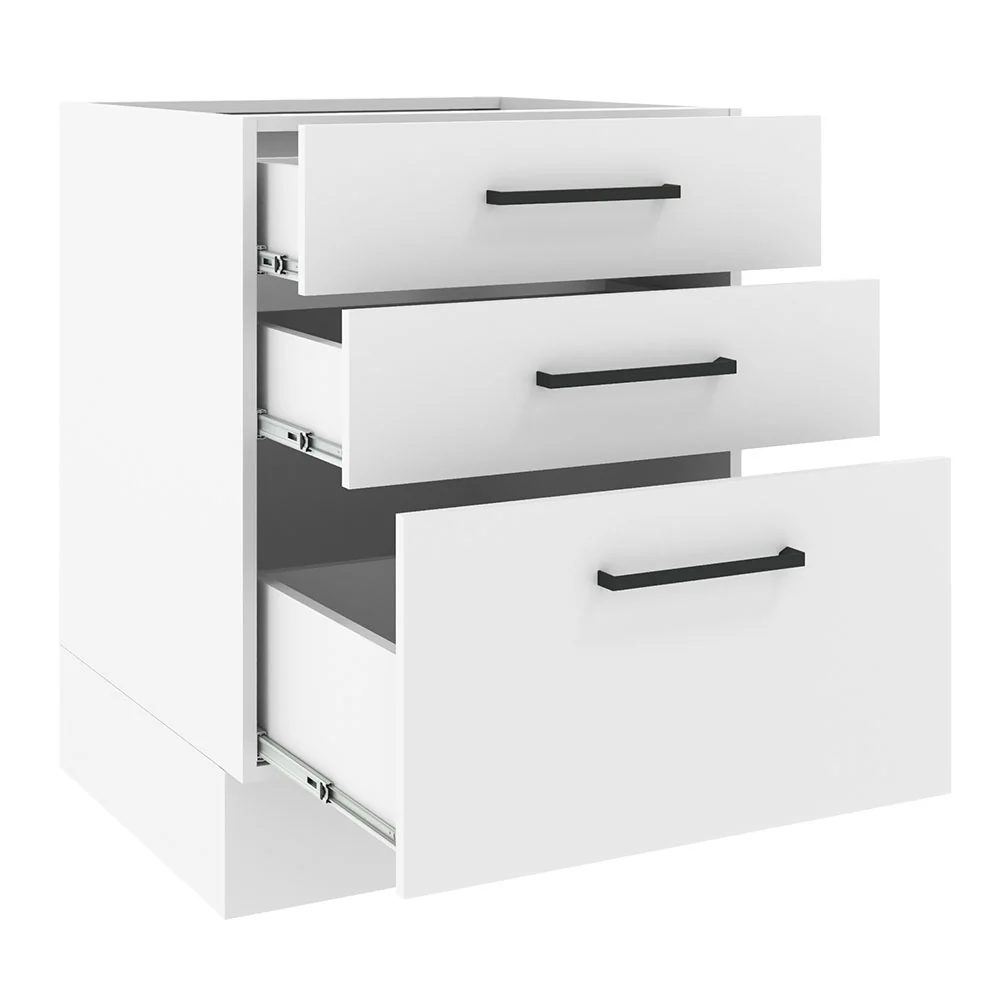 Balcão Madesa Agata 60 x 60 cm 3 Gavetas (Sem Tampo) Branco - Image 3