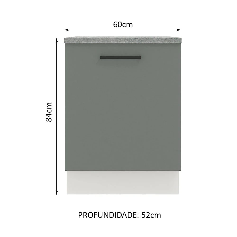 Balcão Madesa Agata 60 cm 1 Porta Branco/Cinza - Image 2