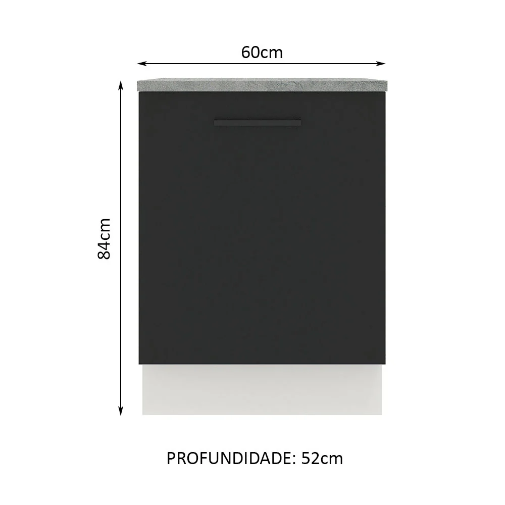 Balcão Madesa Agata 60 cm 1 Porta Branco/Preto - Image 2