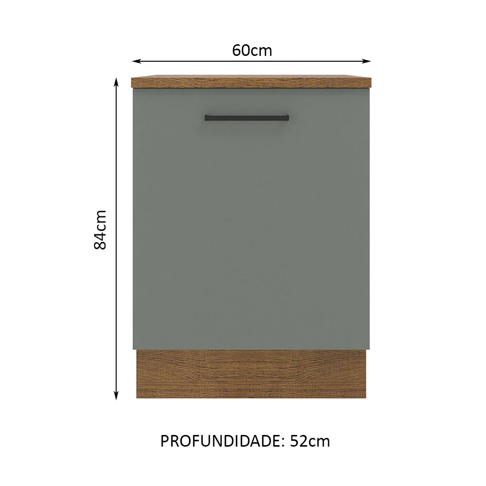 Balcão Madesa Agata 60 cm 1 Porta Rustic/Cinza - Image 2