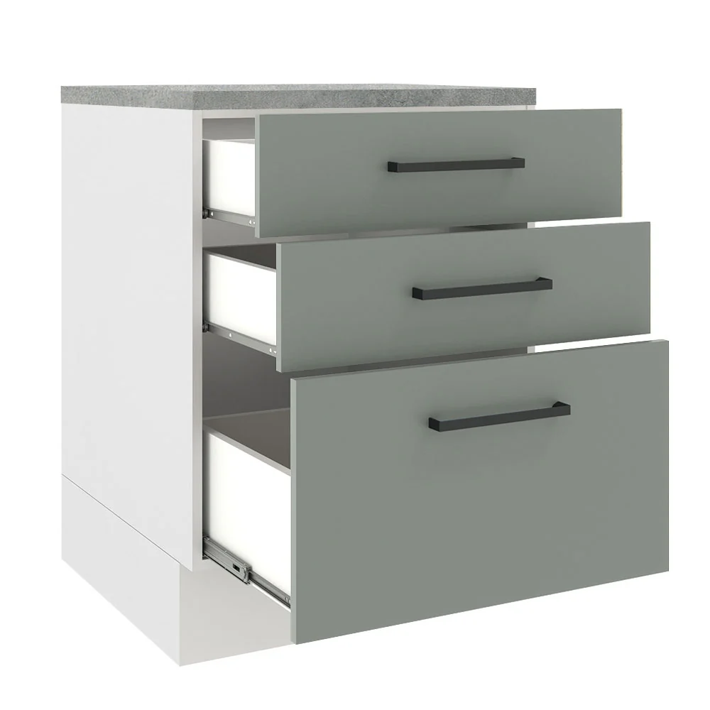 Balcão Madesa Agata 60 cm 3 Gavetas Branco/Cinza - Image 3