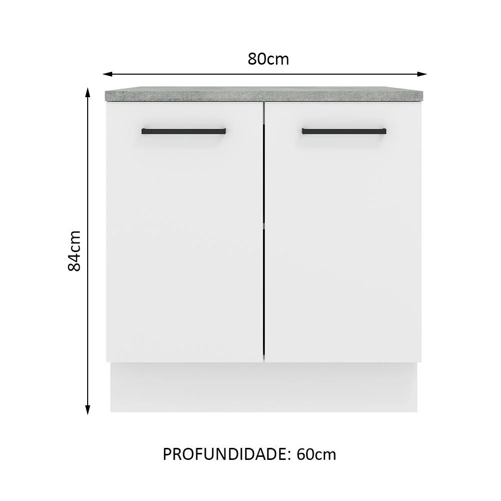 Balcão Madesa Agata 80 x 60 cm 2 Portas (Com Tampo) Branco - Image 2