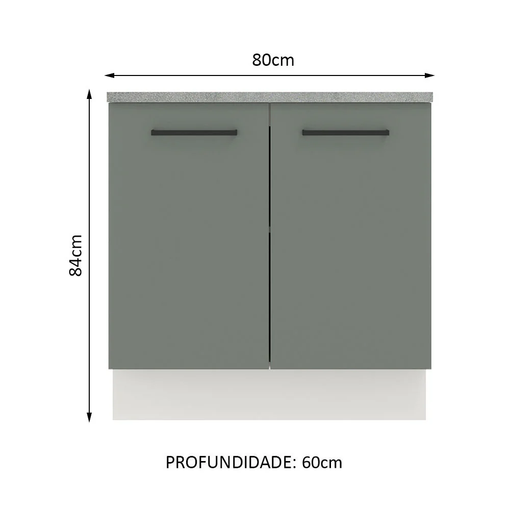 Balcão Madesa Agata 80 x 60 cm 2 Portas (Com Tampo) Branco/Cinza - Image 2
