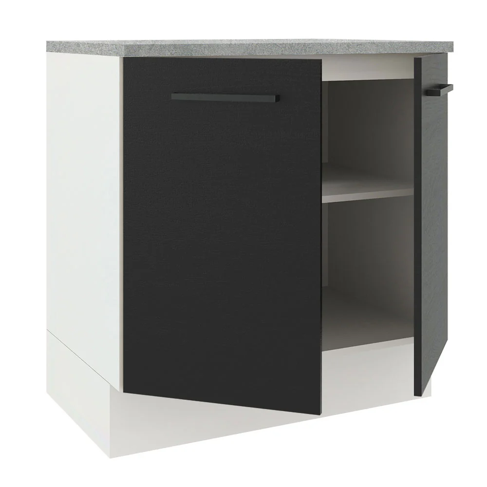 Balcão Madesa Agata 80 x 60 cm 2 Portas (Com Tampo) Branco/Preto - Image 4