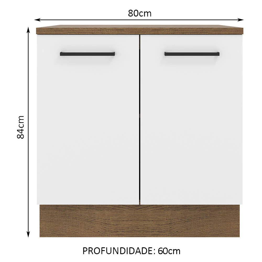 Balcão Madesa Agata 80 x 60 cm 2 Portas (Com Tampo) Rustic/Branco - Image 2