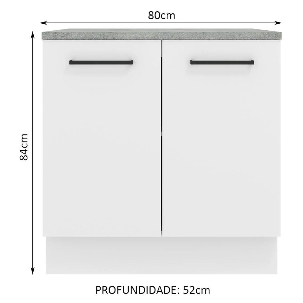 Balcão Madesa Agata 80 cm 2 Portas Branco - Image 2