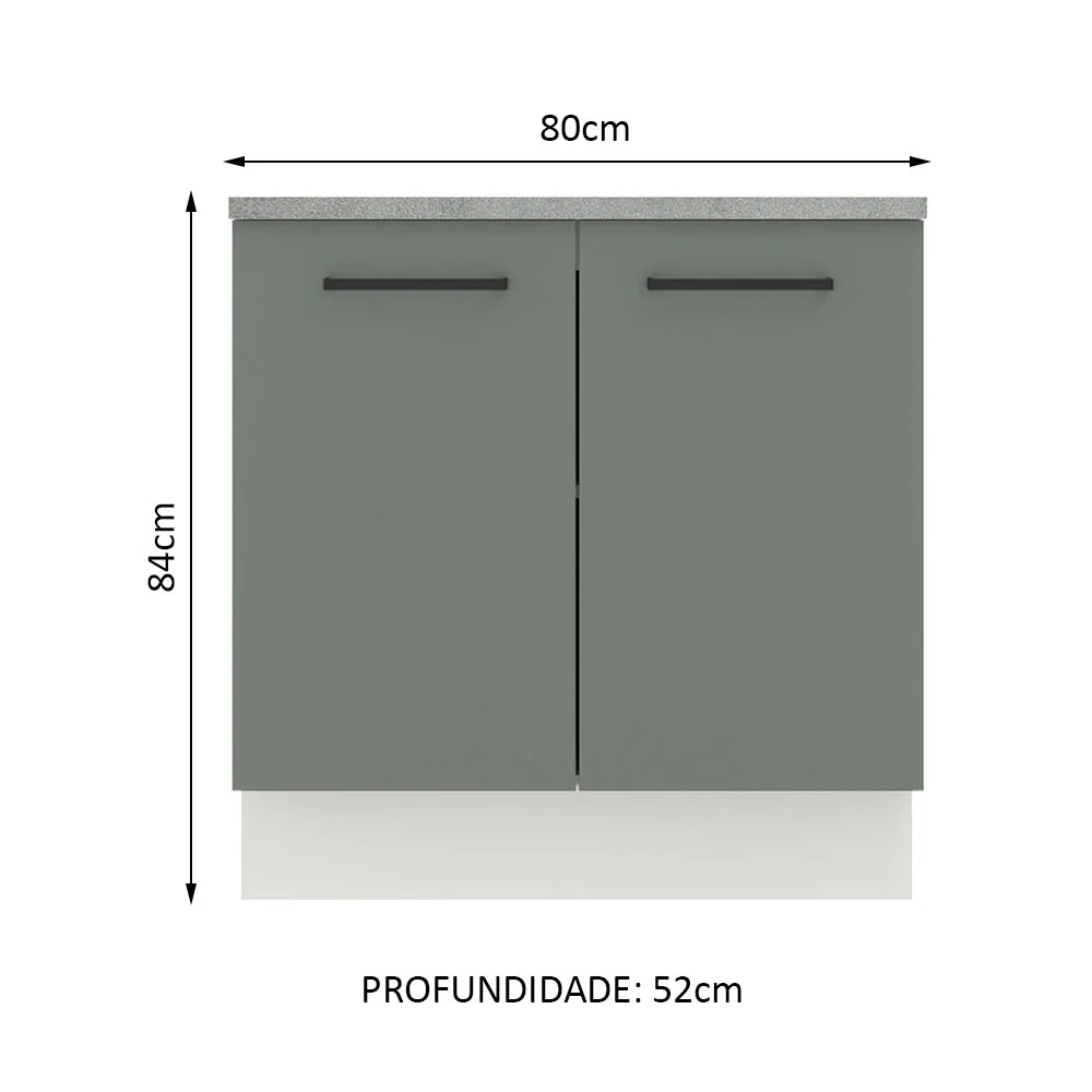 Balcão Madesa Agata 80 cm 2 Portas Branco/Cinza - Image 2