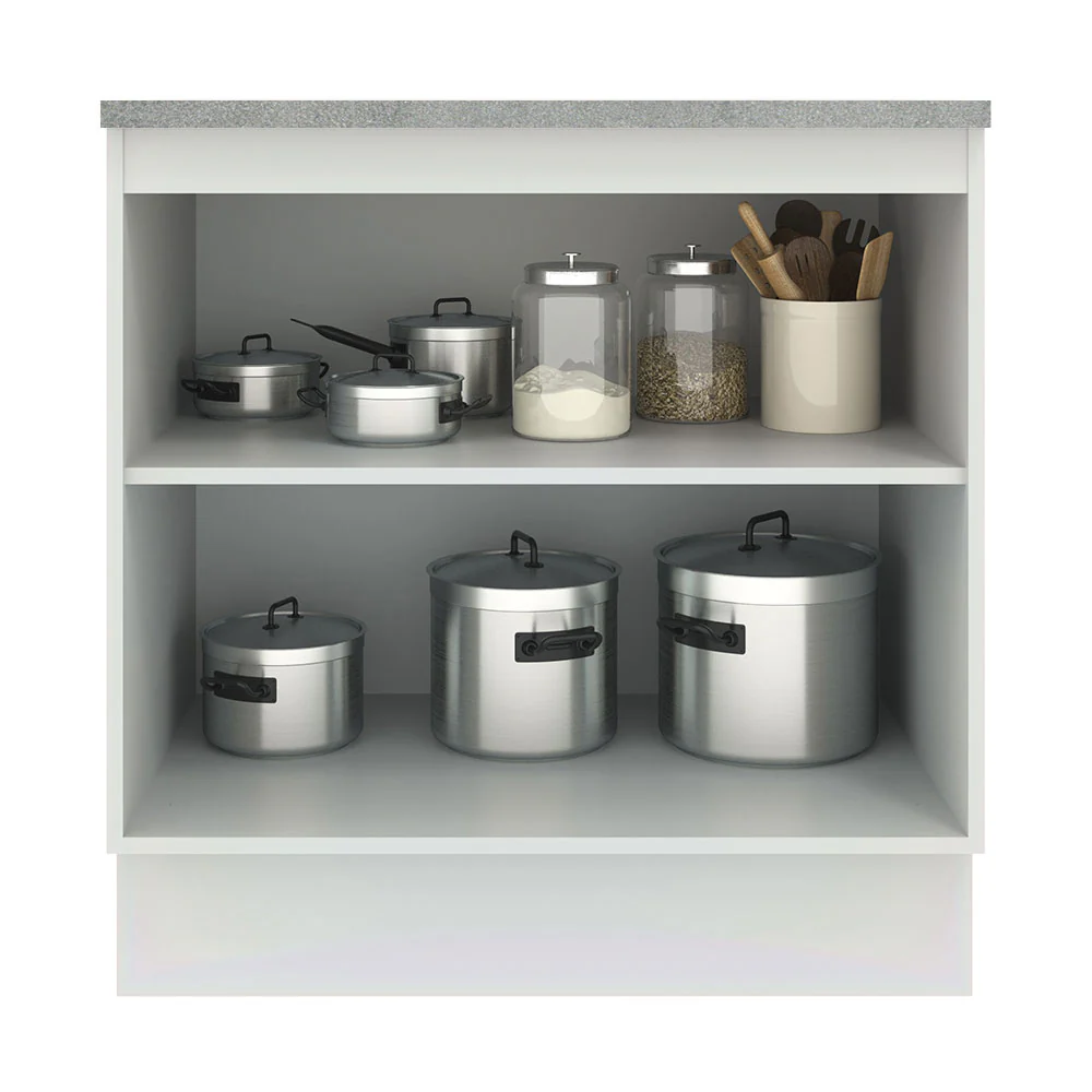Balcão Madesa Agata 80 cm 2 Portas Branco/Cinza - Image 3